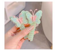 Spiral Hair Ties 4PCS Elastic Telephone Wire Line DIY Phone Cord Ponytail Holder Butterfly Straight Hair Tie Girls(Green)