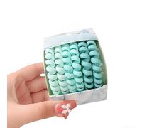 Spiral Hair Ties 6-Pack Nylon No Damage(Blue-green) | No damage design, prevents breakage, nylon material, 6-piece set, daily use