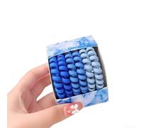 Spiral Hair Ties 6-Pack Nylon No Damage(Blue) | No damage design, prevents breakage, nylon material, 6-piece set, daily use