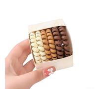 Spiral Hair Ties 6-Pack Nylon No Damage(Coffee) | No damage design, prevents breakage, nylon material, 6-piece set, daily use