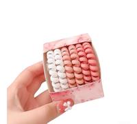 Spiral Hair Ties 6-Pack Nylon No Damage(Pink) | No damage design, prevents breakage, nylon material, 6-piece set, daily use