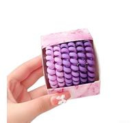 Spiral Hair Ties 6-Pack Nylon No Damage(Purple) | No damage design, prevents breakage, nylon material, 6-piece set, daily use