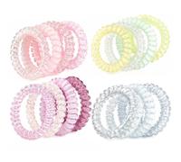 Spiral Hair Ties No Damage 16-Piece Set In Multi-Colour Jelly Design - Waterproof Telephone Cord Bands For Women Ponytail Bun Half-Up Styles, Versatile Pastel Glitter Speckled Bands