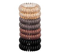 Spiral Hair Ties - Waterproof Hair Ties No Damage, Plastic Spiral Hair Bands for Teens, Stylish Band for Girls8 Pcs (Brunette)
