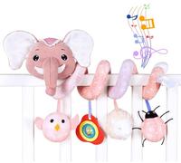 Spiral Hanging Toys for Babies, Spiral Activity Hanging Toys Car Seat Toys Baby Spiral Toy, Rattle & Ringing Bell Hanging Toy for Toddler Infant Boys Girls (Pink. Elephant)