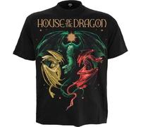 HBO - Hod 2 - Tri Dragons - Front Print T-Shirt Black (UK, Alpha, L, Regular, Regular, Black)