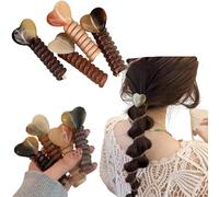 Spiral Headband Set,Decorated With Pearls and Heart-shaped Design Hair Band, Ponytail Styling Clip With high Elasticity, Can Be Stretched at Will to Suit Various Lengths of Hair (Heart 4-piece set)