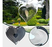 Spiral Heart Wind Chime 360 Degrees Spinners Hanging Sign Tree Pendant Suncatcher Metal Garden Ornament Decor For Outdoor Indoor Home Bedroom Living Room Window Corridor Yard Decoration