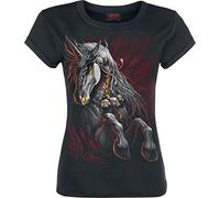 Spiral - Infernal Unicorn - Girls Boatneck Cap Sleeve T-Shirt - XL Black