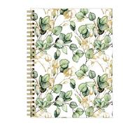 Spiral Journal Notebook for Women,A5 College Ruled Notebooks 6"x 8.4",Gold Eucalyptus Branches 120 Pages Lined Journal with Premium Thick Paper,Perfect for School Office Home Gifts(Watercolor Tropical