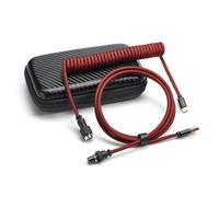 Spiral Keyboard Cable: coiled cable from USB-C to USB-A, removable metal coil shell, reverse coil design, beautiful appearance to enhance the look of your office desk (Red)