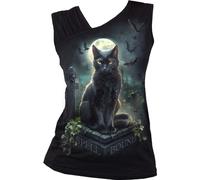 Spiral Ladies Gathered Shoulder Slant Vest T-Shirt Spell Bound Black (2XL)