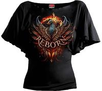 Spiral - Ashes Reborn - Boat Neck Bat Sleeve Top Black - 4XL