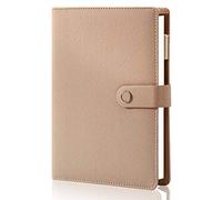 Spiral Leather Journal Writing Notebook, 6 Ring Binder Refillable Diary Notepads, Vintage Business Planner Personal Organizer, Agenda for Men Women, Faux Cloth Cover, A5 Size，Khaki