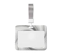 Spiral Line Art Id Badge Holder with Lanyard-Horizontal Card Protector, Clear Abs Hard Shell for Work Office Events