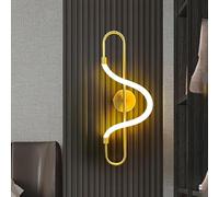 Spiral Linear Wall Sconce Modern Minimalist Brushed Brass Finish LED Wall Light 12W den Bedside Wall Lamp, 3000K/4000K/6000K Adjustable, d Snake Shape Decor Lighting Fixture