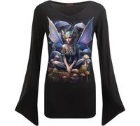 Spiral - Magical - V Neck Goth Sleeve Top Black - XL