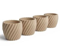 Spiral Matte Egg Cup Set of 4 - Modern Geometric Egg Holder for Soft & Hard Boiled Eggs - Shatterproof, Eco-Friendly & Made in UK - Unique Textured Breakfast Decor (Slim Desert Sand)