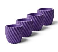 Spiral Matte Egg Cup Set of 4 - Modern Geometric Egg Holder for Soft & Hard Boiled Eggs - Shatterproof, Eco-Friendly & Made in UK - Unique Textured Breakfast Decor (Slim Royal Lavender)