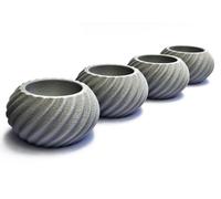 Spiral Matte Egg Cup Set of 4 - Modern Geometric Egg Holder for Soft & Hard Boiled Eggs - Shatterproof, Eco-Friendly & Made in UK - Unique Textured Breakfast Decor (Stone Grey Pack of 4)