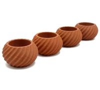 Spiral Matte Egg Cup Set of 4 - Modern Geometric Egg Holder for Soft & Hard Boiled Eggs - Shatterproof, Eco-Friendly & Made in UK - Unique Textured Breakfast Decor (Terracotta Gold Pack of 4)
