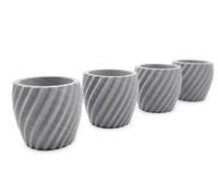 Spiral Matte Egg Cup Set of 4 - Modern Geometric Egg Holder for Soft & Hard Boiled Eggs - Shatterproof, Eco-Friendly & Made in UK - Unique Textured Breakfast Decor (Slim Stone Grey)