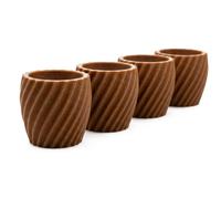 Spiral Matte Egg Cup Set of 4 - Modern Geometric Egg Holder for Soft & Hard Boiled Eggs - Shatterproof, Eco-Friendly & Made in UK - Unique Textured Breakfast Decor (Slim Terracotta Gold)