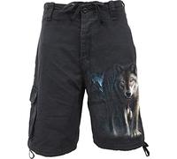 Spiral Mens Vintage Black Cargo Shorts, Black, M UK