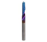 Spiral Milling Cutter Single Blade Tungsten Steel CNC Router Bit with Nano Blue Coating, 4mm Shank x 15mm Cutting Length x 45mm Total Length for Precision Metal Wood