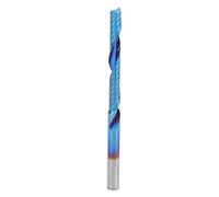 Spiral Milling Cutter Single Blade Tungsten Steel CNC Router Bit with Nano Blue Coating, 4x32x60mm for Wood Plastic Aluminum Engraving and Precision Machining
