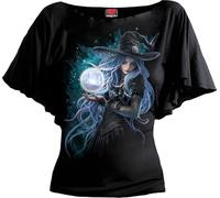 Spiral - Mystic Moon - Boat Neck Bat Sleeve Top Black - L
