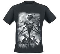 Nightmare Before Christmas Stormy Skies Adults Black T-Shirt - Small