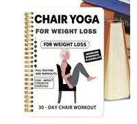 Spiral Notebook - 30-day Chair Yoga Workout Guide Illustrated Exercises for Beginners, Adults with 15 Min Fitness Planner, Wellness Tracker for Home, Office, Personal Use, 8.27x5.51 Inches