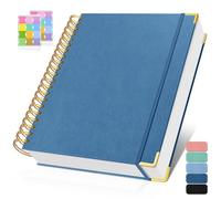 Spiral Notebook, 300 Numbered Pages Notebooks College Ruled with Contens, 100GSM Thick Journal for Women Men, Hardcover Leather Lined Journal for Writing, Large A5 Journaling Notebooks for Work School