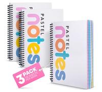 Spiral Notebook, 5x7 Inch Notebooks - Wirebound College Ruled Note Books, Bright Pastel Colored Lined Paper, Perforated Notepad Memo Books - Durable Poly Cover, Journaling Notebook - 100 Sheets - 3