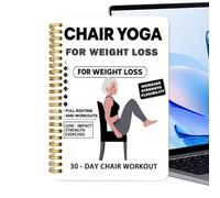 Spiral Notebook, 8.27x5.51in Chair Yoga Guides, Fitness Planner, Health Organizer, Illustrated Workout Guide for Beginners Adults, Home Wellness Journal, Exercise Tracker