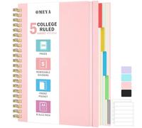 Spiral Notebook 8.5" x 11", 5 Subject Notebooks College Ruled with Removable Dividers, 300 Pages 100GSM Thick Spiral Writing Journal for Women & Men, Large A6 Lined Journal Notebooks for Work, School