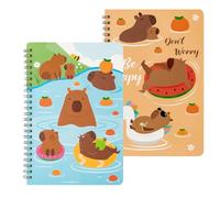Spiral Notebook - A5 Wire Bound Journal | Capybara Themed Cute Writing Book | 2pcs Travel Writing Pads | Note Taking Tool for Classroom Library Sketching Scrapbooking Supplies for School Use