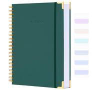 Spiral Notebook, Dotted Notebook, 8.5" x 11", 300 Page Hardcover Large Dot Grid Notebook Journal for Bullet, Notes, Thick Paper Fights Ink Bleed, A4 Leather Journal for Women Men, 24 PCS Tabs, Green