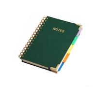 Spiral Notebook for A5 with 5 Dividers PU Leather Spiral Notebook (Green)