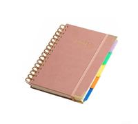 Spiral Notebook for A5 with 5 Dividers PU Leather Spiral Notebook (Pink)