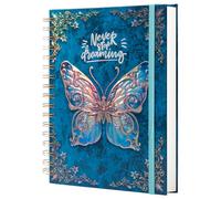 Spiral Notebook Journal-College Ruled Journal for Writing-B5 3D Butterfly Embossed Hardcover Notebooks -Writing Journal for Women-with Elastic Closure Band, 192 Pages Lined Paper for School, Office