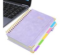 Spiral Notebook, PVC Checked Journal, College Ruler, Spiral Notebook, DIN A5 with Removable Divider, 300 Pages Planner for Teachers, Students, Notes, School, Study Lessons, Meetings Learning