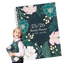 Spiral Notebook - Spring Notebook, July 2025 to June 2026 Aesthetic A5 Spiral with Floral Design Thick Paper English Grid for Daily, Study, Field Notes, Sketches, Research and