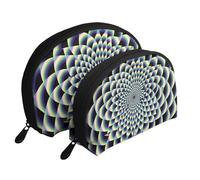 Spiral Optical Illusion Art Print Shell-Shaped 2-Piece Makeup Bag Set Travel Cosmetic Organiser Stylish Storage for Beauty & Gifts for Women Girls