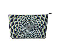 Spiral Optical Illusion Art Printed Corduroy Makeup Bag for Women Cute Make up Bag Travel Cosmetic Bag with Wristlet