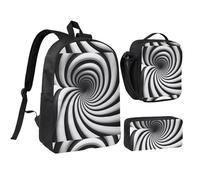 Spiral Optical Illusion Gif 17 Inch Backpack Lunch Bag Pencil Case Set, Cute Print, Durable Oxford Cloth.