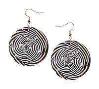 Spiral Optical Illusion Gif Leather Round Earrings Daily Accessories Working At Work Women'S Fashion
