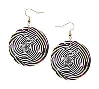 Spiral Optical Illusion Gif Leather Round Earrings Daily Accessories Working At Work Women'S Fashion