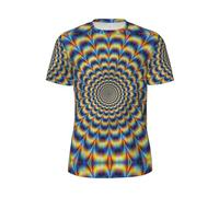 Spiral Optical Illusion GIF Men' S Sport T-Shirt, Breathable Mesh T-Shirts Running Tops Short Sleeve Gym Tops Workout Shirts for Men M Black